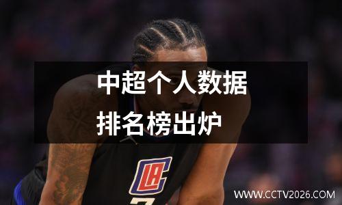 中超个人数据排名榜出炉
