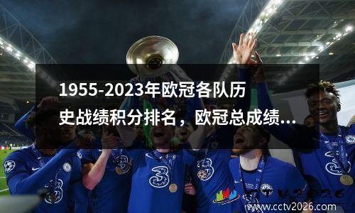 1955-2023年欧冠各队历史战绩积分排名，欧冠总成绩排名