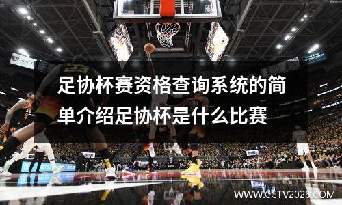 足协杯赛资格查询系统的简单介绍足协杯是什么比赛