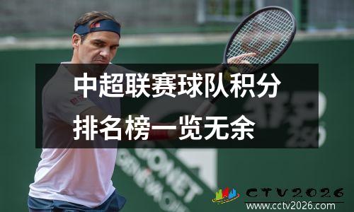 中超联赛球队积分排名榜一览无余