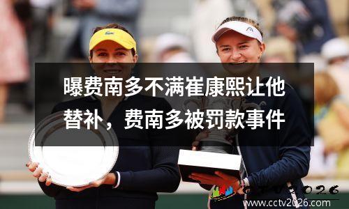 曝费南多不满崔康熙让他替补，费南多被罚款事件
