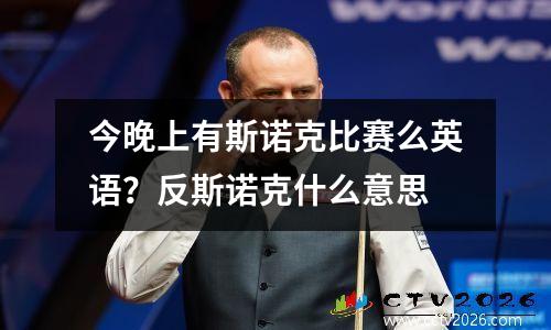 今晚上有斯诺克比赛么英语？反斯诺克什么意思