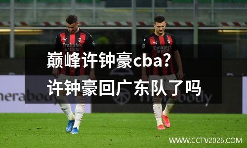巅峰许钟豪cba？许钟豪回广东队了吗