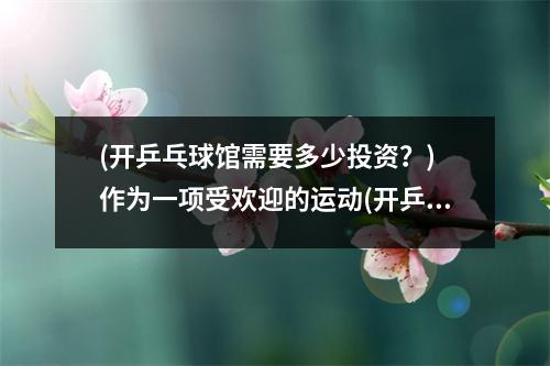 (开乒乓球馆需要多少投资？) 作为一项受欢迎的运动(开乒乓球馆的投资与盈利)
