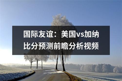 国际友谊：美国vs加纳比分预测前瞻分析视频