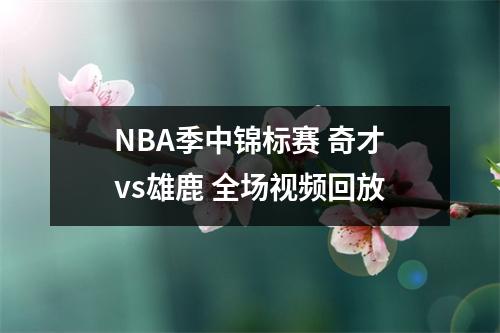 NBA季中锦标赛 奇才vs雄鹿 全场视频回放