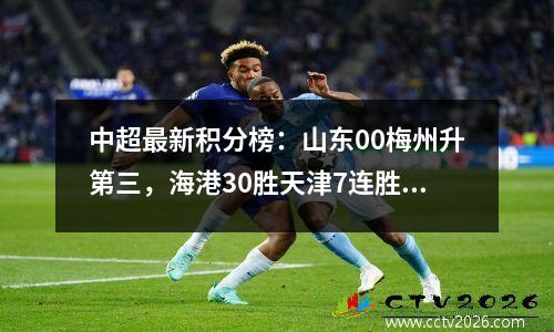中超最新积分榜：山东00梅州升第三，海港30胜天津7连胜登顶！