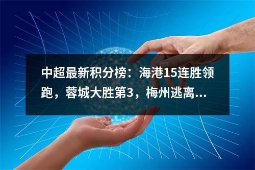 中超最新积分榜：海港15连胜领跑，蓉城大胜第3，梅州逃离降级区