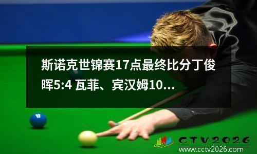 斯诺克世锦赛17点最终比分丁俊晖5:4 瓦菲、宾汉姆10:4 吉尔伯特