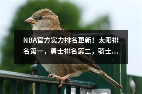 NBA官方实力排名更新！太阳排名第一，勇士排名第二，骑士超越篮网，湖人排名第15