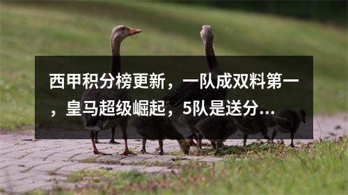 西甲积分榜更新，一队成双料第一，皇马超级崛起，5队是送分童子