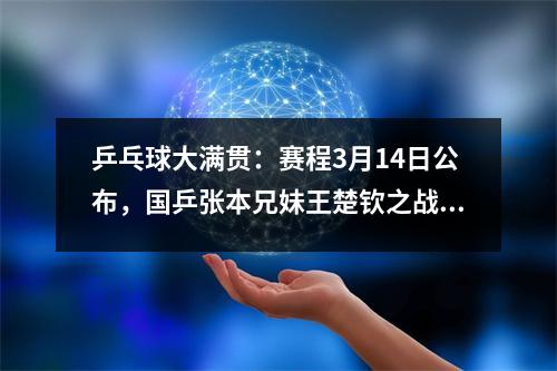 乒乓球大满贯：赛程3月14日公布，国乒张本兄妹王楚钦之战并不轻松