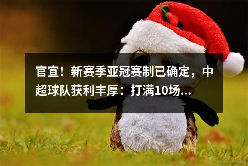 官宣！新赛季亚冠赛制已确定，中超球队获利丰厚：打满10场即可夺冠