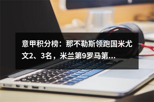 意甲积分榜：那不勒斯领跑国米尤文2、3名，米兰第9罗马第16
