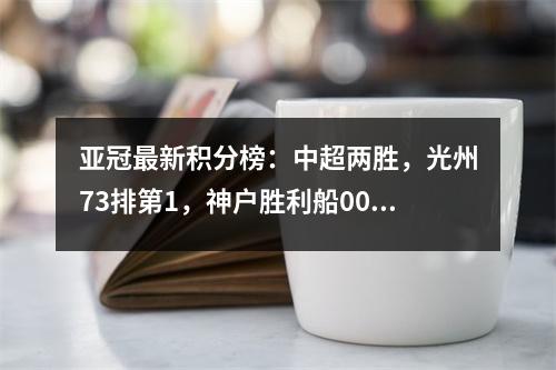 亚冠最新积分榜：中超两胜，光州73排第1，神户胜利船00排第4
