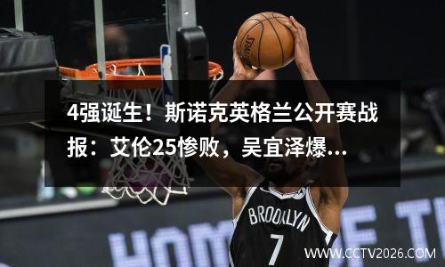 4强诞生！斯诺克英格兰公开赛战报：艾伦25惨败，吴宜泽爆冷小特