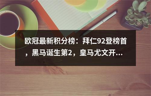 欧冠最新积分榜：拜仁92登榜首，黑马诞生第2，皇马尤文开门红