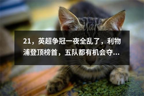 21，英超争冠一夜全乱了，利物浦登顶榜首，五队都有机会夺冠