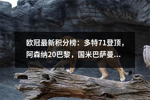 欧冠最新积分榜：多特71登顶，阿森纳20巴黎，国米巴萨曼城大捷