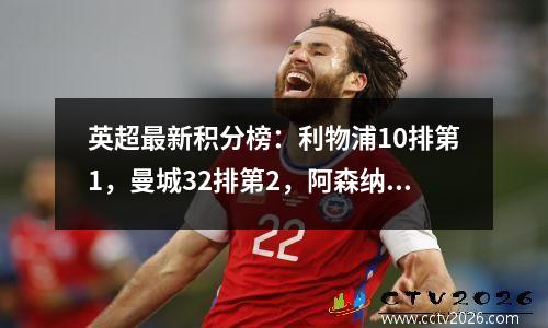 英超最新积分榜：利物浦10排第1，曼城32排第2，阿森纳31排第3