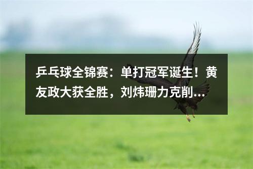 乒乓球全锦赛：单打冠军诞生！黄友政大获全胜，刘炜珊力克削球手