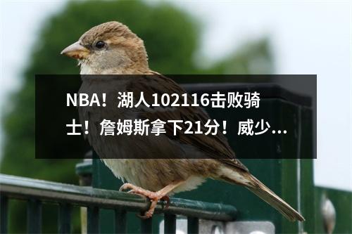 NBA！湖人102116击败骑士！詹姆斯拿下21分！威少16分！戴维斯1分