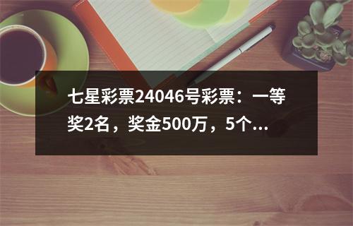 七星彩票24046号彩票：一等奖2名，奖金500万，5个排名103名一等奖