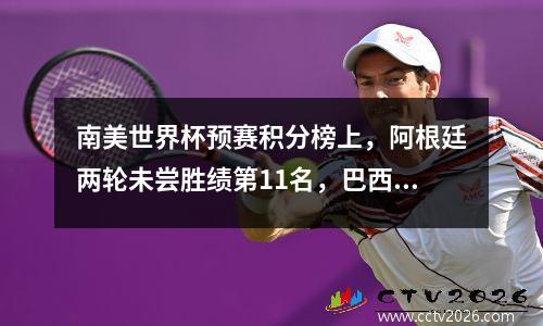 南美世界杯预赛积分榜上，阿根廷两轮未尝胜绩第11名，巴西第21名排名第4，是3连胜的黑马。