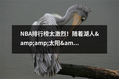 NBA排行榜太激烈！随着湖人&amp;太阳&amp;独行侠战胜对手，排行榜大变动