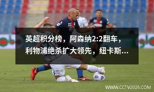 英超积分榜，阿森纳2:2翻车，利物浦绝杀扩大领先，纽卡斯尔惨败