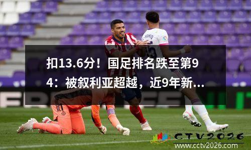 扣13.6分！国足排名跌至第94：被叙利亚超越，近9年新低