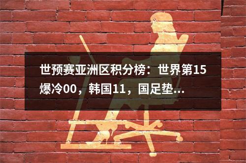 世预赛亚洲区积分榜：世界第15爆冷00，韩国11，国足垫底