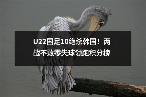 U22国足10绝杀韩国！两战不败零失球领跑积分榜