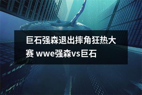 巨石强森退出摔角狂热大赛 wwe强森vs巨石