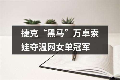 捷克“黑马”万卓索娃夺温网女单冠军