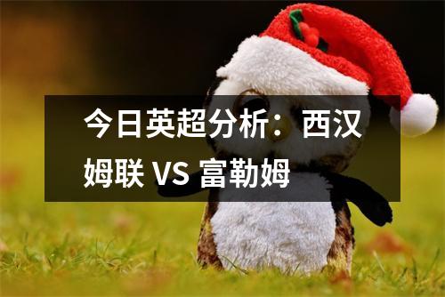 今日英超分析：西汉姆联 VS 富勒姆