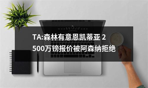 TA:森林有意恩凯蒂亚 2500万镑报价被阿森纳拒绝