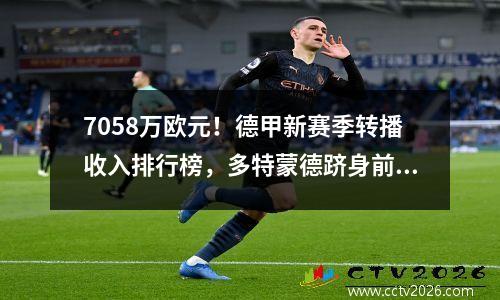 7058万欧元！德甲新赛季转播收入排行榜，多特蒙德跻身前二，拜仁被英超彻底摧毁