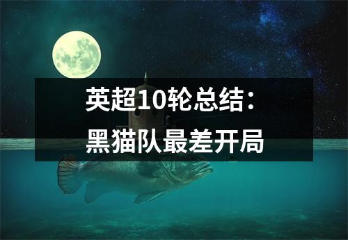 英超10轮总结：黑猫队最差开局