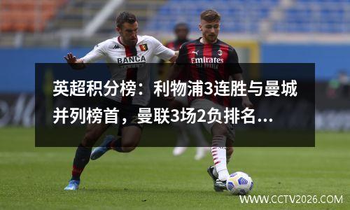 英超积分榜：利物浦3连胜与曼城并列榜首，曼联3场2负排名第14