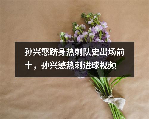孙兴慜跻身热刺队史出场前十，孙兴慜热刺进球视频