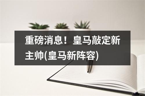 重磅消息！皇马敲定新主帅(皇马新阵容)