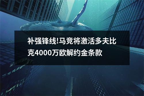 补强锋线!马竞将激活多夫比克4000万欧解约金条款