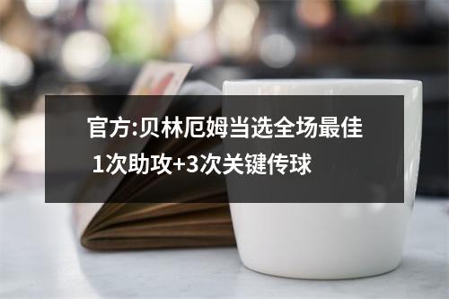 官方:贝林厄姆当选全场最佳 1次助攻+3次关键传球