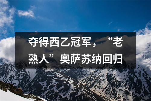 夺得西乙冠军，“老熟人”奥萨苏纳回归