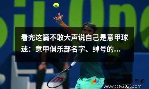 看完这篇不敢大声说自己是意甲球迷：意甲俱乐部名字、绰号的由来和历史（下）