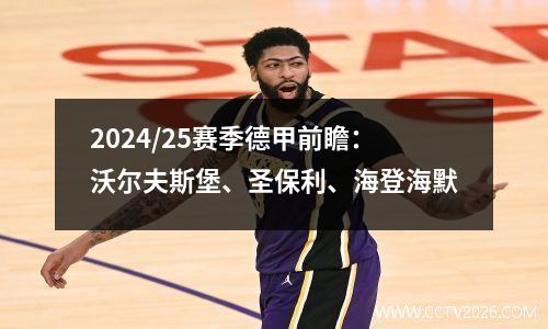 2024/25赛季德甲前瞻：沃尔夫斯堡、圣保利、海登海默
