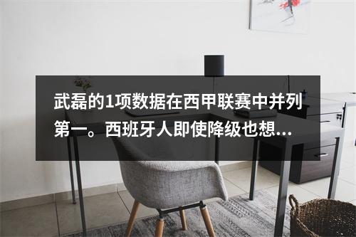 武磊的1项数据在西甲联赛中并列第一。西班牙人即使降级也想留住他。