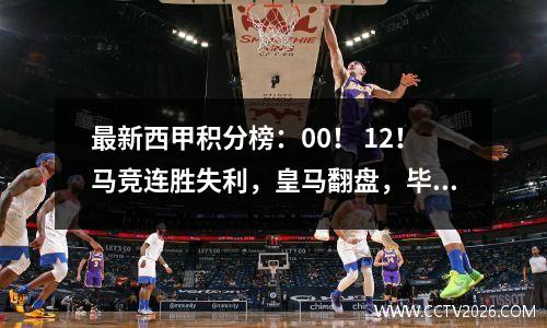 最新西甲积分榜：00！ 12！马竞连胜失利，皇马翻盘，毕巴一球获胜！