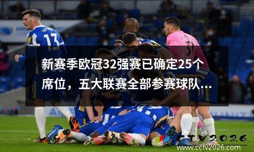 新赛季欧冠32强赛已确定25个席位，五大联赛全部参赛球队已公布
